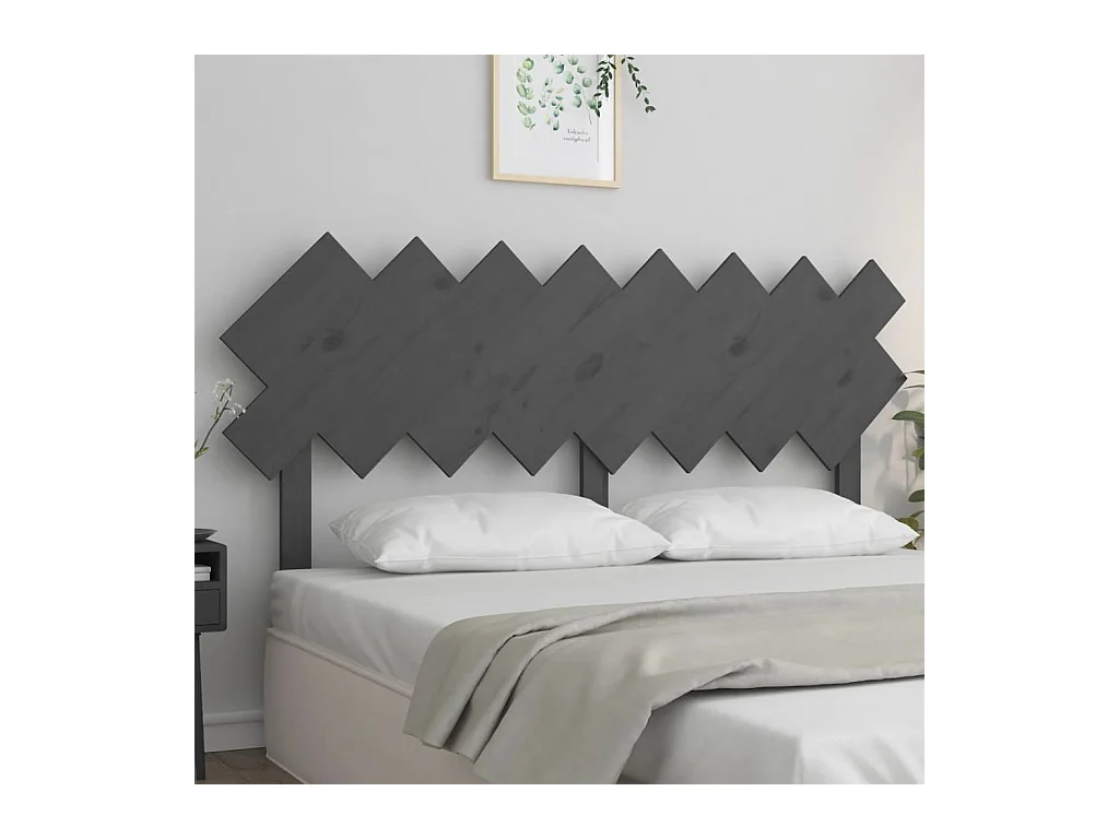 Tête de Lit | Panneau de tête pour lit Moderne Gris 159,5x3x80,5 cm Bois massif de pin