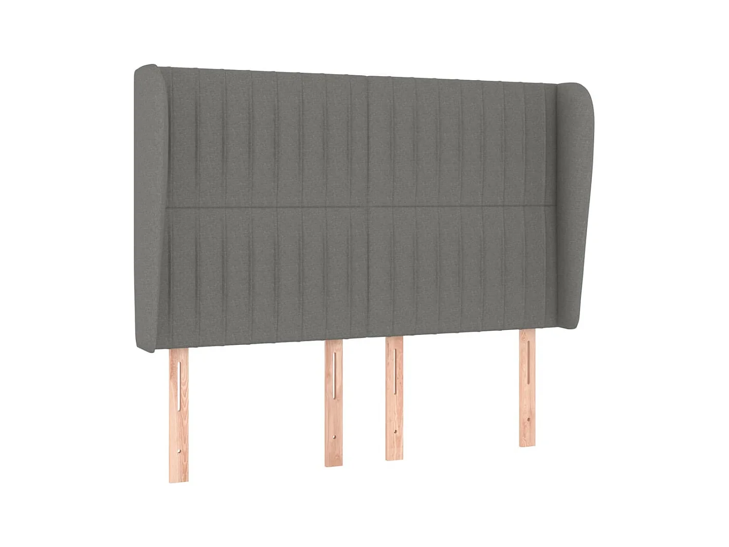 Cabecero | Cabezal de Cama | Mueble cabecero con orejas de tela gris oscuro 147x23x118/128 cm