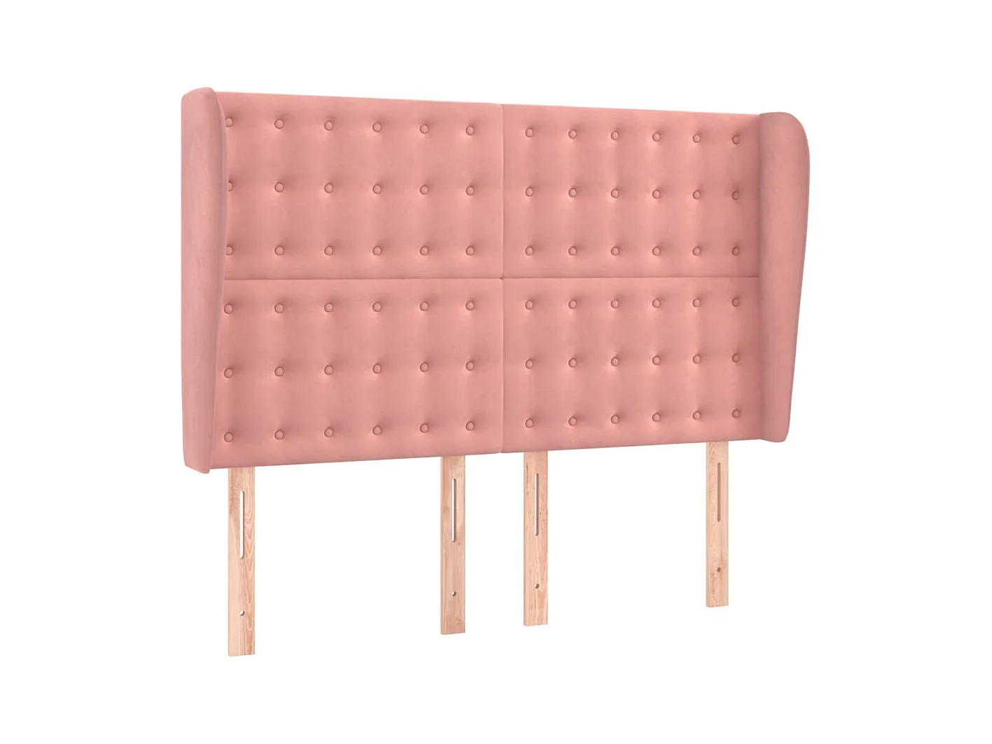 Cabecero | Cabezal de Cama | Mueble cabecero con orejas de terciopelo rosa 147x23x118/128 cm