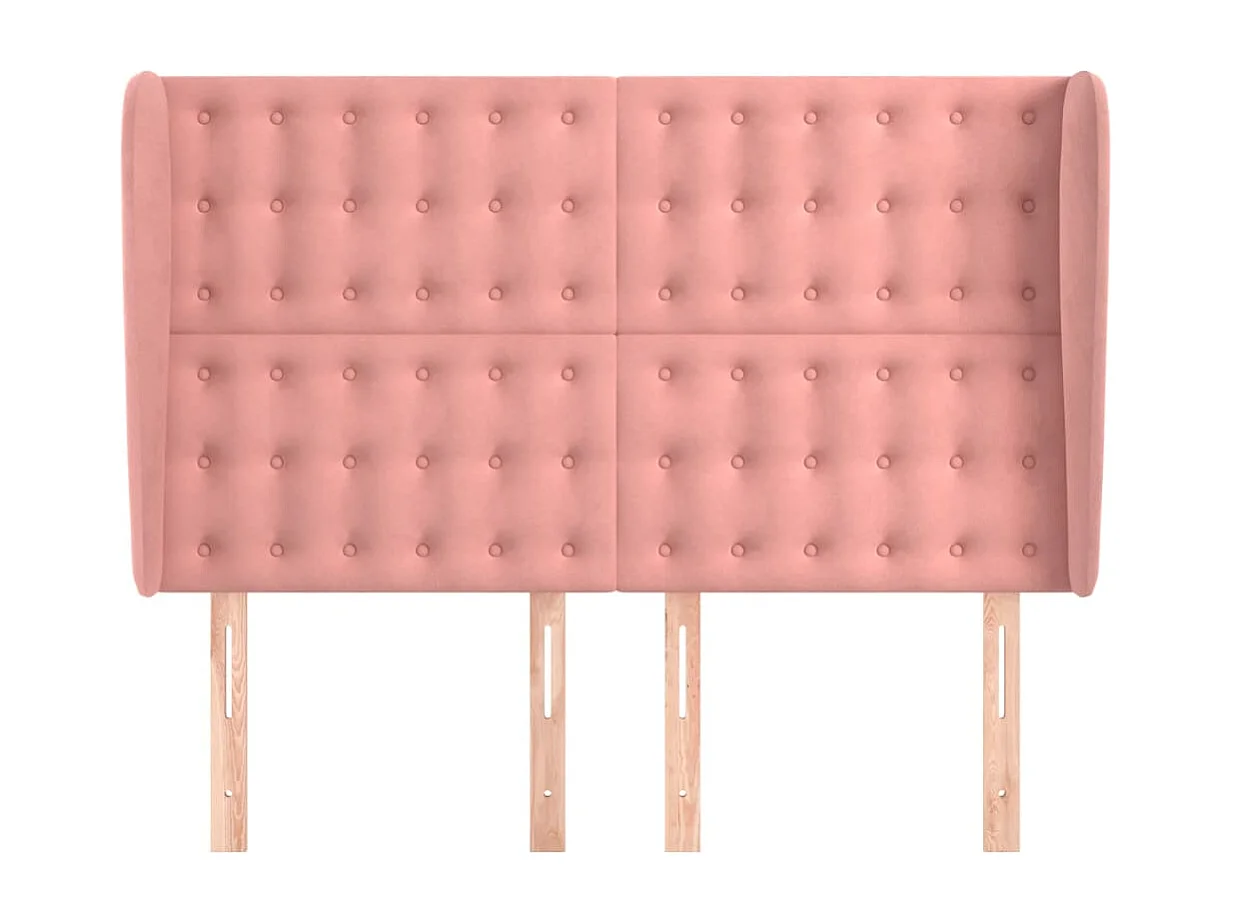 Tête de Lit | Panneau de tête pour lit Moderne avec oreilles Rose 147x23x118/128 cm Velours