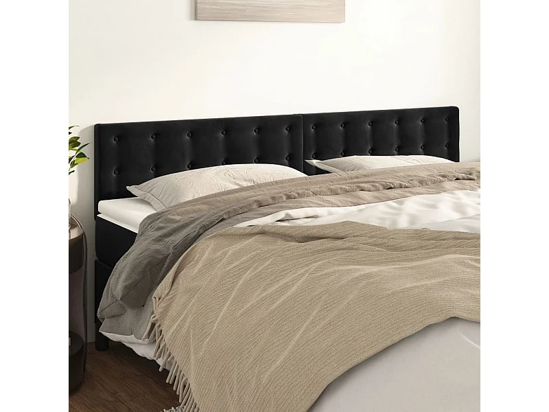 Têtes de lit | Panneaux de tête pour lit Moderne 2 pcs Noir 80x5x78/88 cm Velours