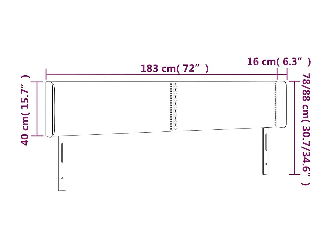 Hoofdbord | Hoofdeinde LED 183x16x78/88 cm stof taupe