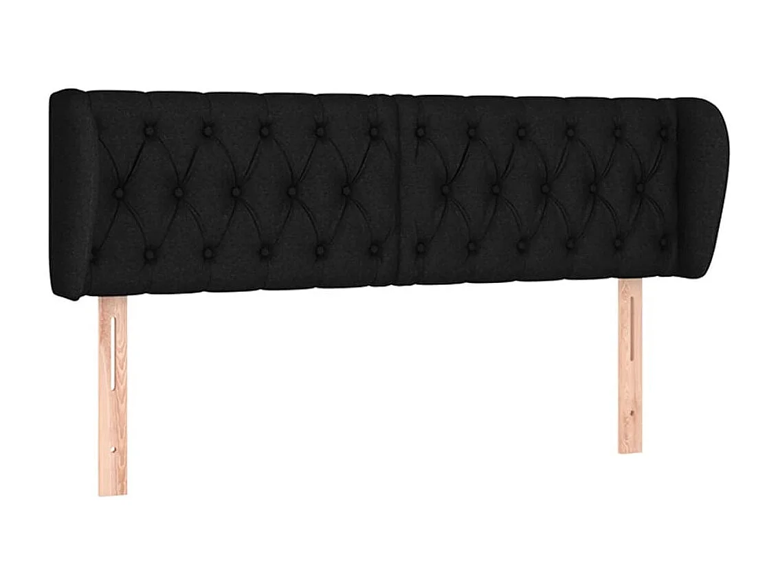 Tête de Lit | Panneau de tête pour lit Moderne avec oreilles Noir 147x23x78/88 cm Tissu