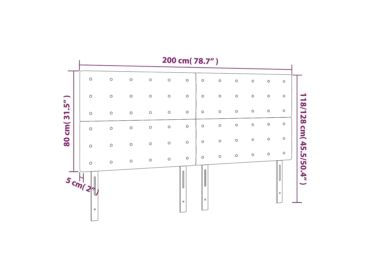 Cabecero | Cabezal de Cama | Mueble cabecero con luces LED tela gris claro 200x5x118/128 cm