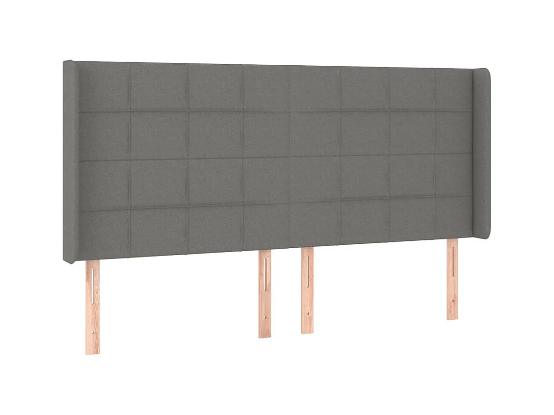 Tête de Lit | Panneau de tête pour lit Moderne avec oreilles Gris foncé 183x16x118/128 cm Tissu