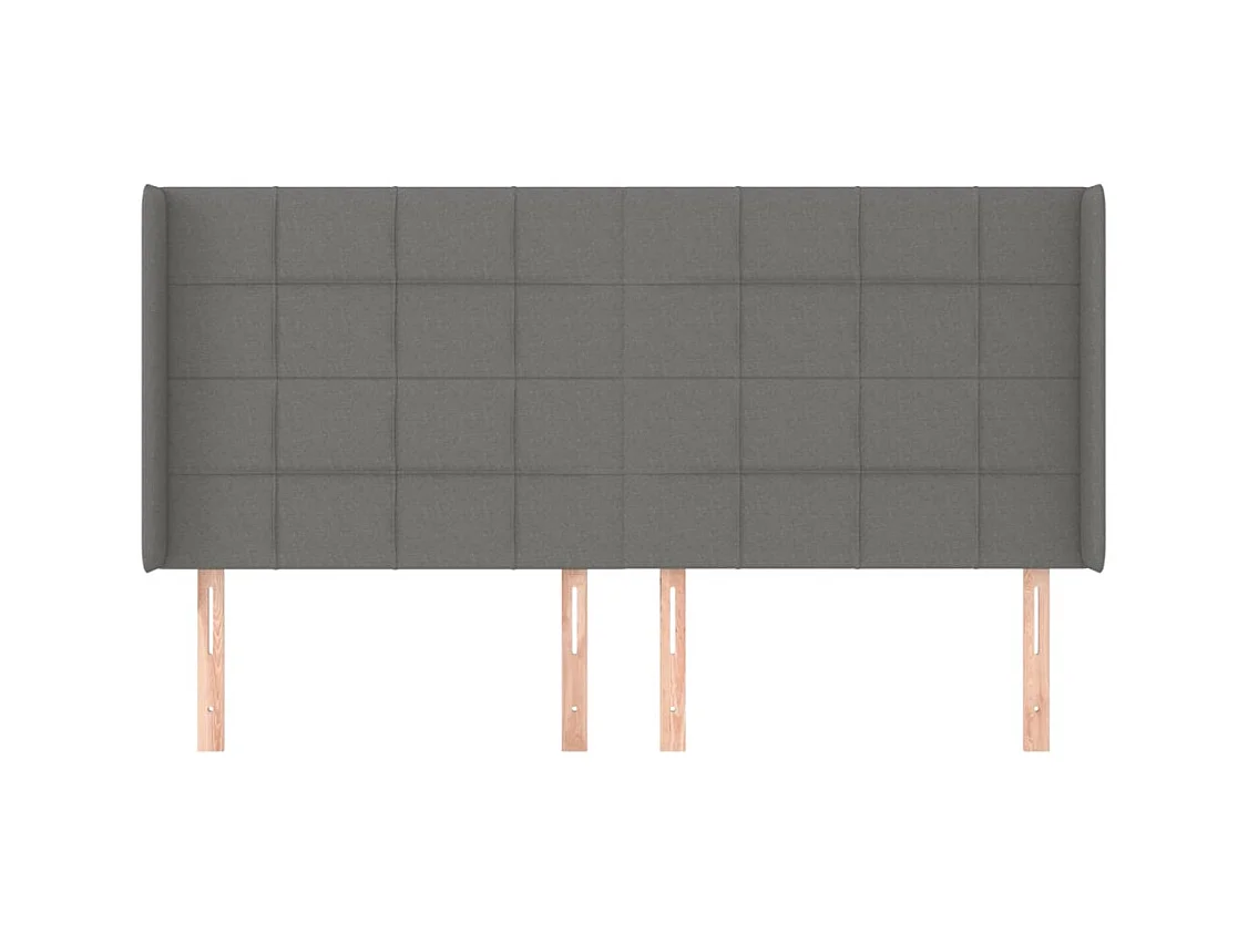 Tête de Lit | Panneau de tête pour lit Moderne avec oreilles Gris foncé 183x16x118/128 cm Tissu