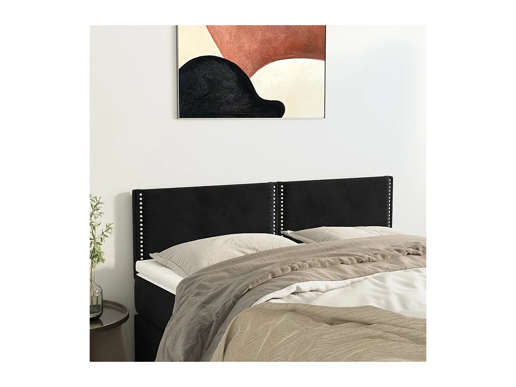 Cabeceros | Cabezal de cama | Mueble de cabecero 2 unidades terciopelo negro 72x5x78/88 cm