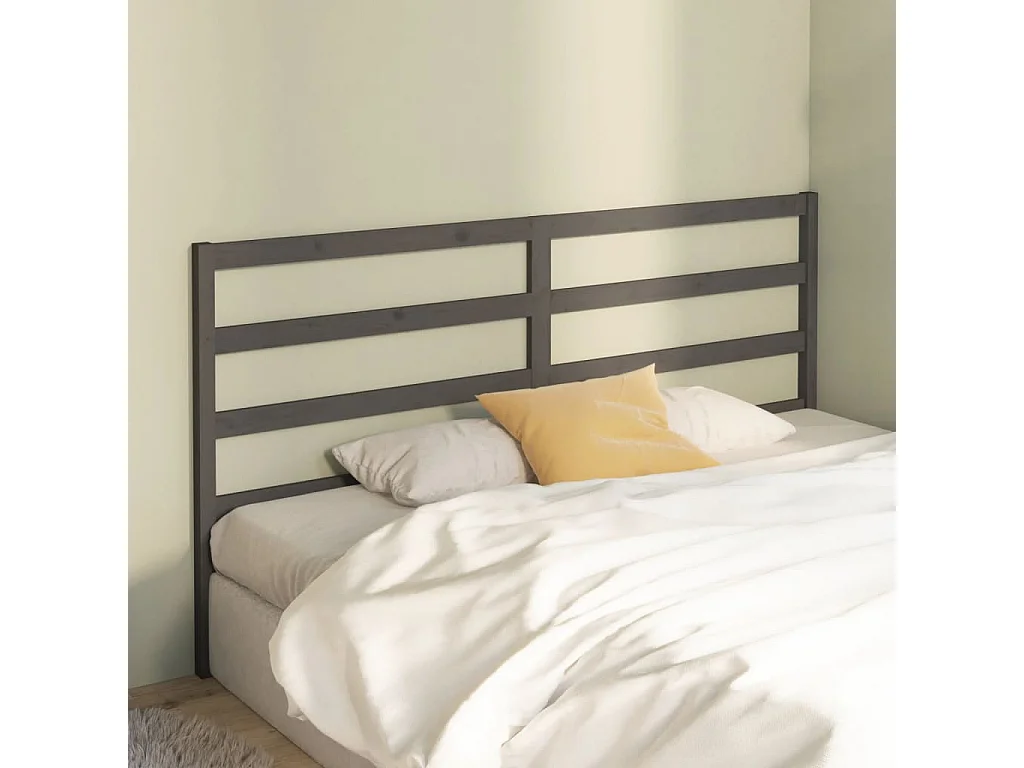 Tête de Lit | Panneau de tête pour lit Moderne Gris 206x4x100 cm Bois massif de pin