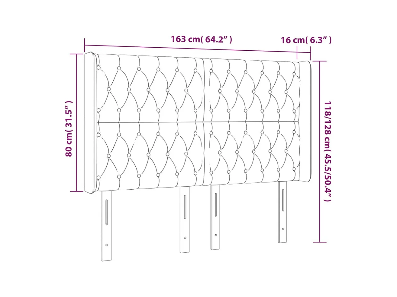 Cabecero | Cabezal de Cama | Mueble cabecero con LED de terciopelo gris claro 163x16x118/128 cm