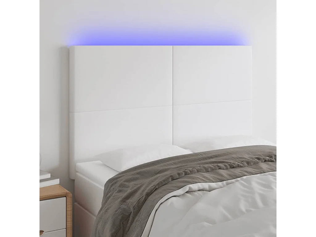 Hoofdbord | Hoofdeinde LED 144x5x118/128 cm kunstleer wit