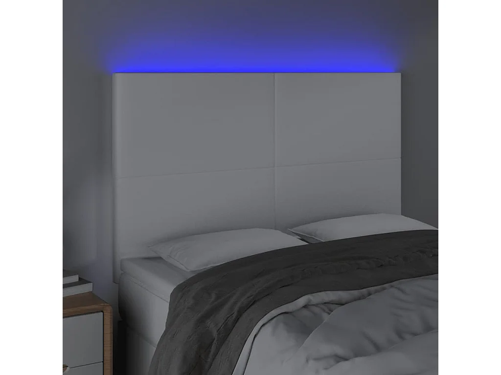 Hoofdbord | Hoofdeinde LED 144x5x118/128 cm kunstleer wit