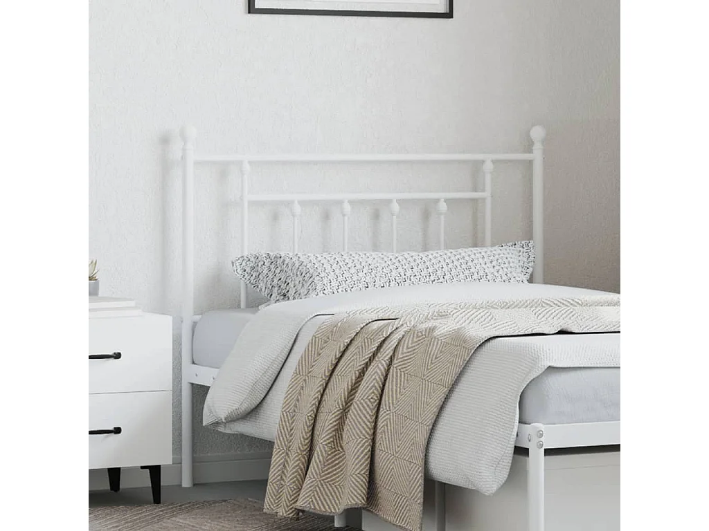 Mueble cabecero | Cabezal de cama | Cabecero de metal blanco 107 cm