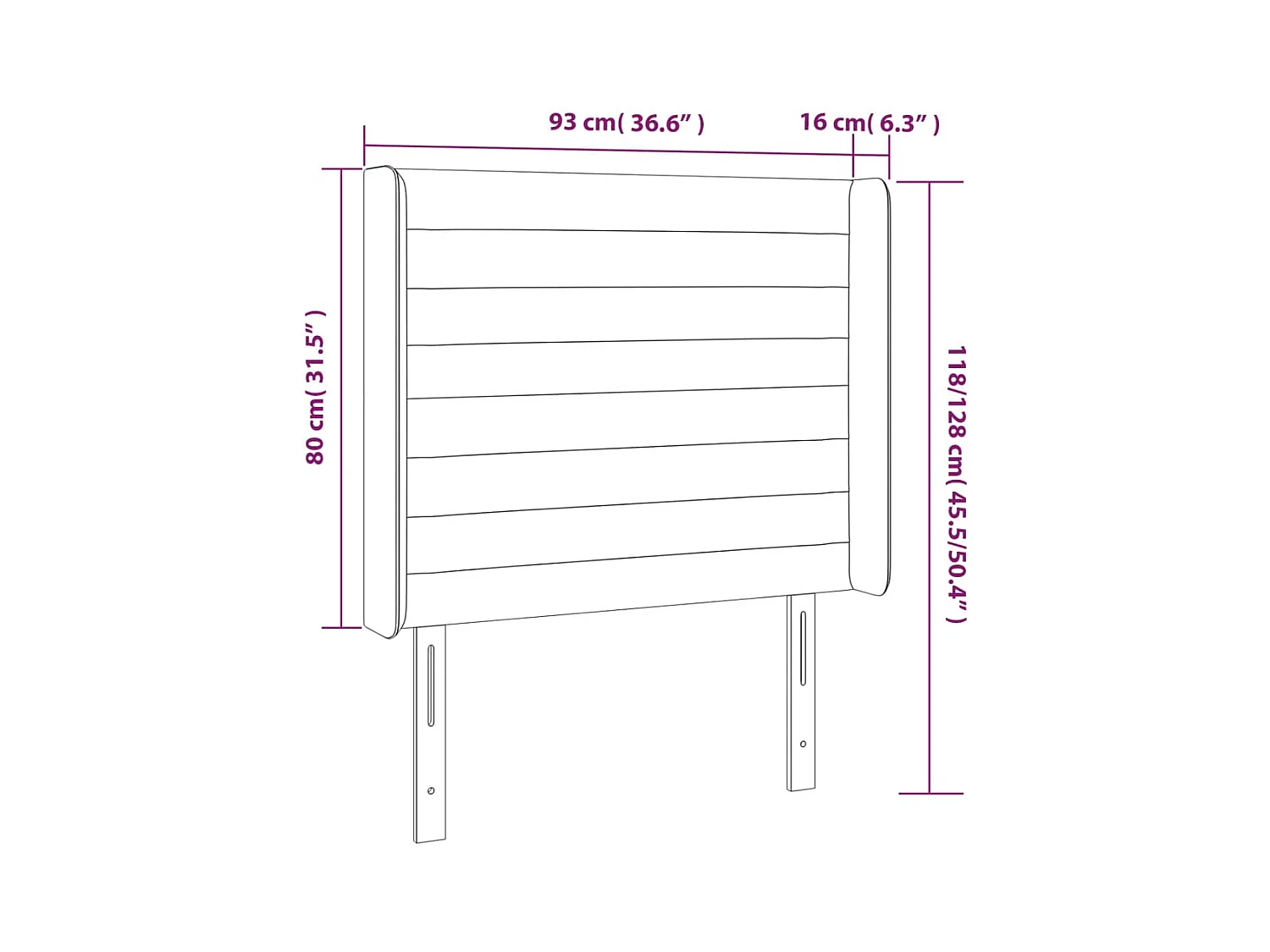 Mueble cabecero | Cabezal de cama | Cabecero con LED de tela negro 93x16x118/128 cm