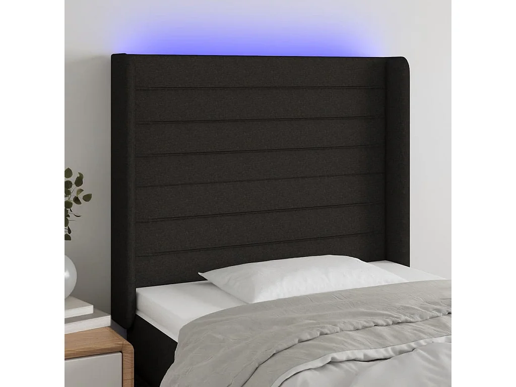 Hoofdbord | Hoofdeinde LED 93x16x118/128 cm stof zwart