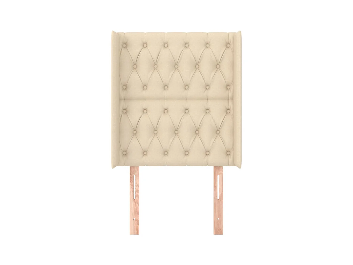 Cabecero | Cabezal de Cama | Mueble cabecero con orejas de tela color crema 83x16x118/128 cm