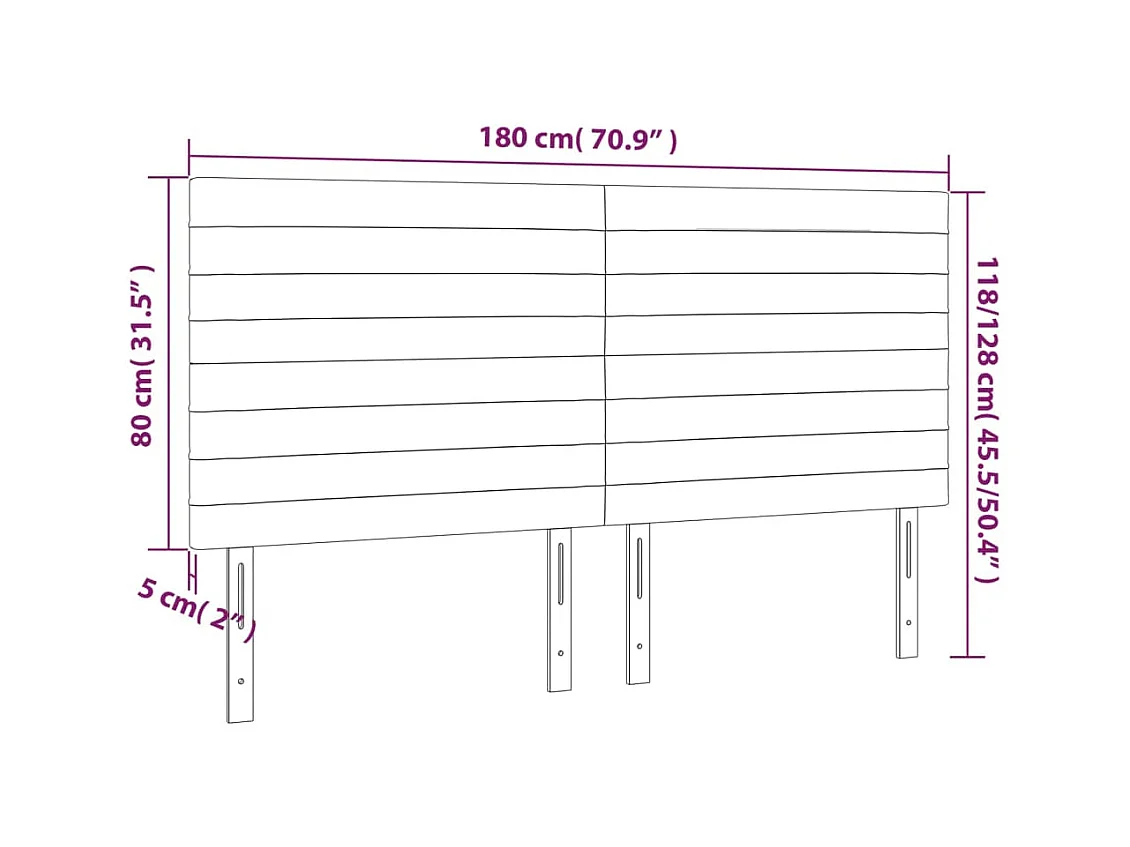 Cabecero | Cabezal de Cama | Mueble cabecero con luces LED terciopelo gris claro 180x5x118/128 cm