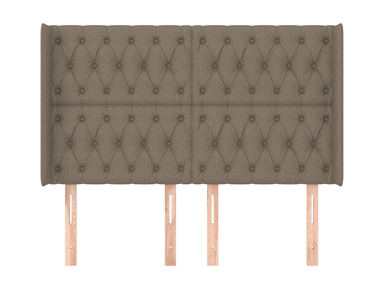 Tête de Lit | Panneau de tête pour lit Moderne avec oreilles Taupe 163x16x118/128 cm Tissu