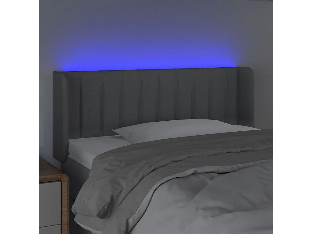 Hoofdbord | Hoofdeinde LED 93x16x78/88 cm stof lichtgrijs