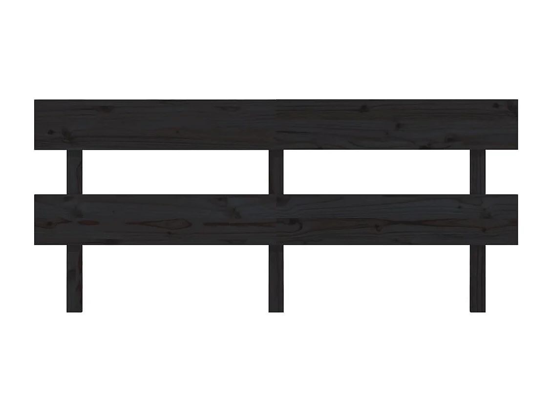 Tête de Lit | Panneau de tête pour lit Moderne Noir 204x3x81 cm Bois massif de pin