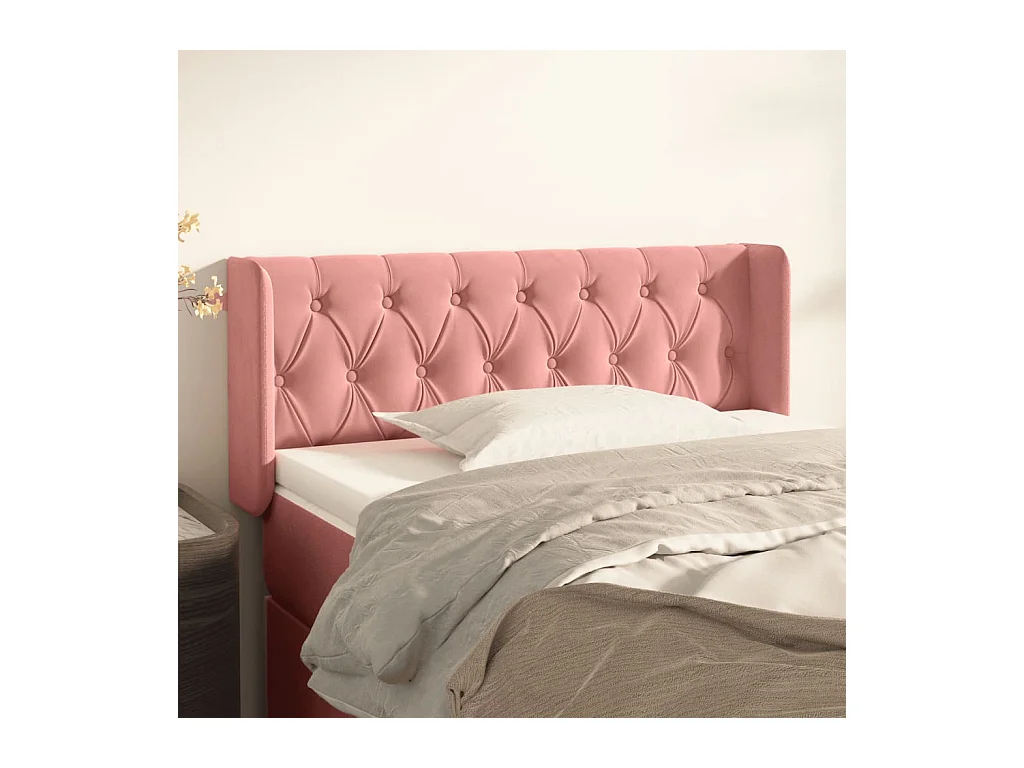 Mueble cabecero | Cabezal de cama | Cabecero de terciopelo rosa 93x16x78/88 cm