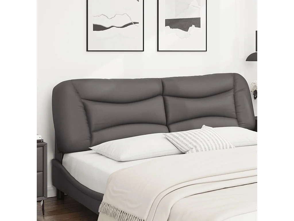 Hoofdbord | Hoofdbordkussen "Hvar" 180 cm kunstleer grijs