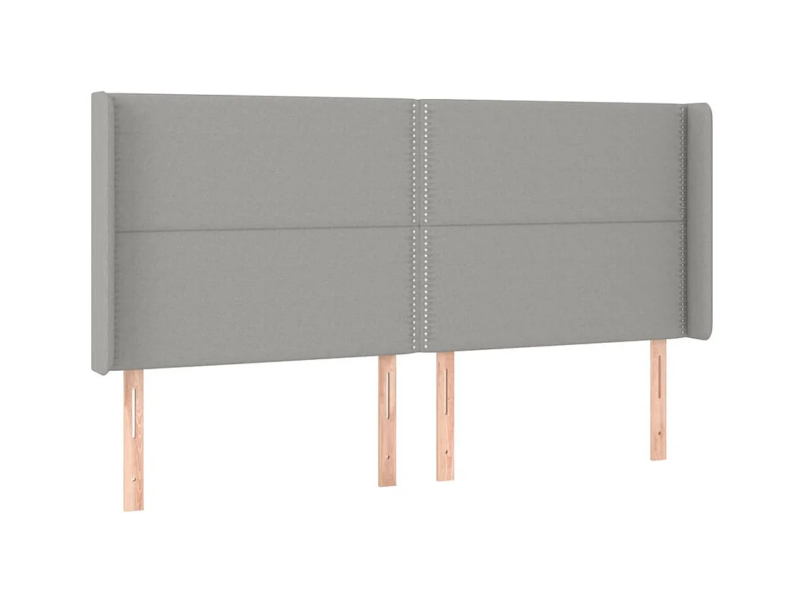 Tête de Lit | Panneau de tête pour lit Moderne à LED Gris clair 183x16x118/128 cm Tissu