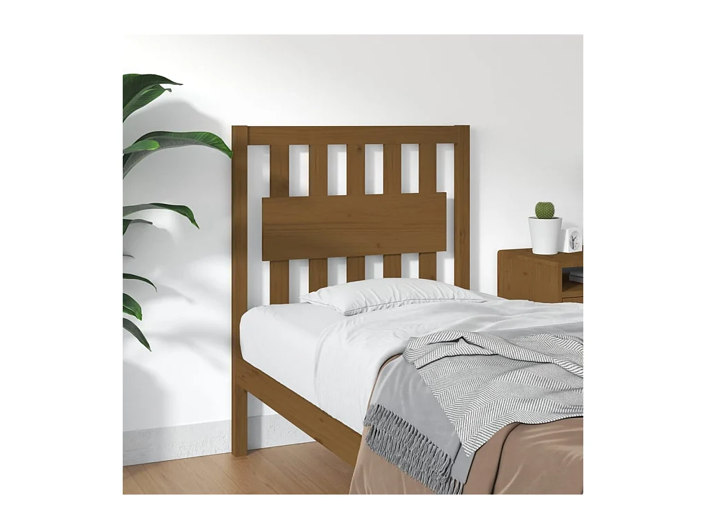 Cabecero de Cama | Cabezal de cama | Mueble de cabecero madera maciza pino marrón miel 80,5x4x100 cm