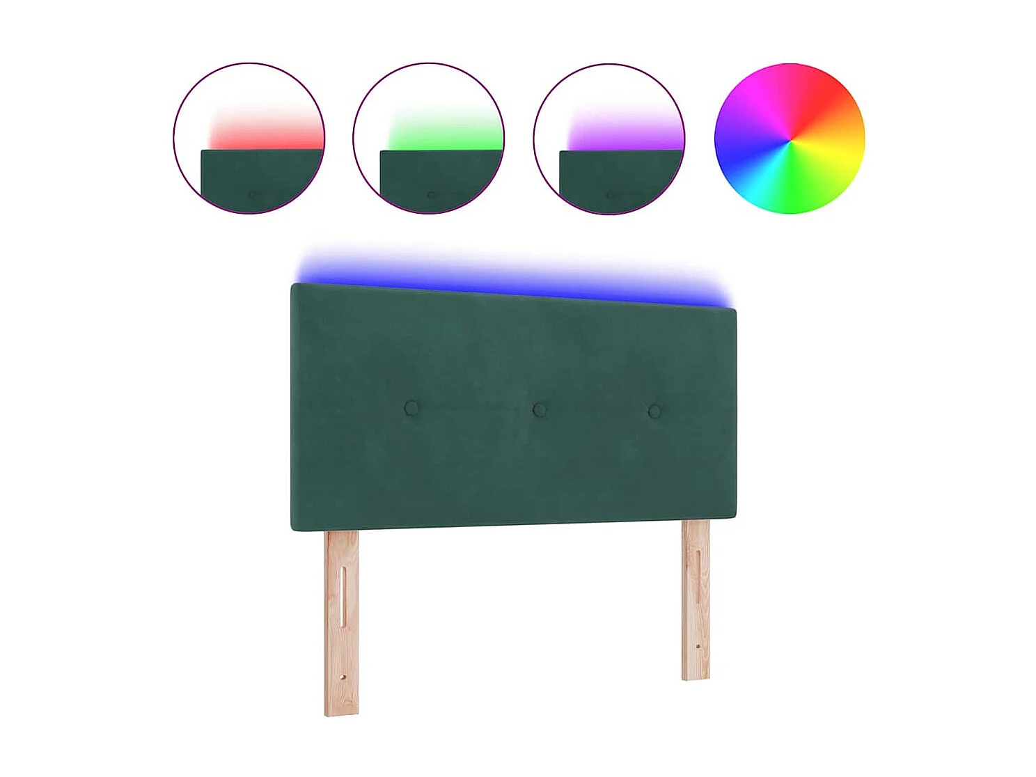 Cabecero | Cabezal de Cama | Mueble cabecero con luces de tiras LED Verde 80 cm Terciopelo