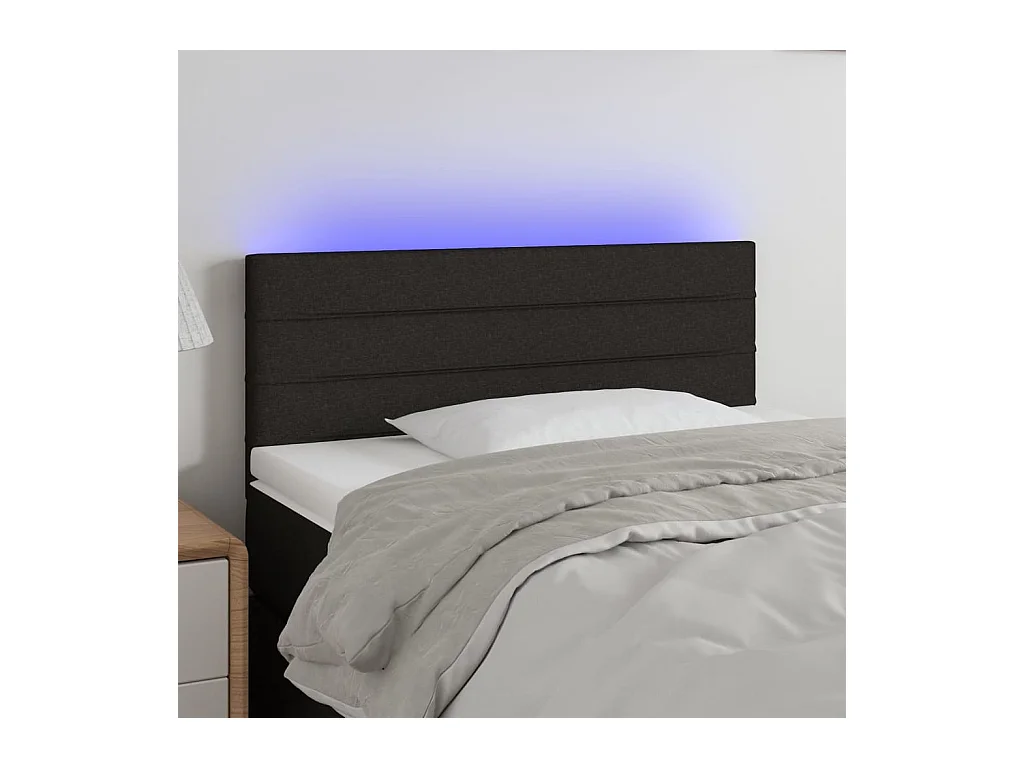 Tête de Lit | Panneau de tête pour lit Moderne à LED Noir 100x5x78/88 cm Tissu
