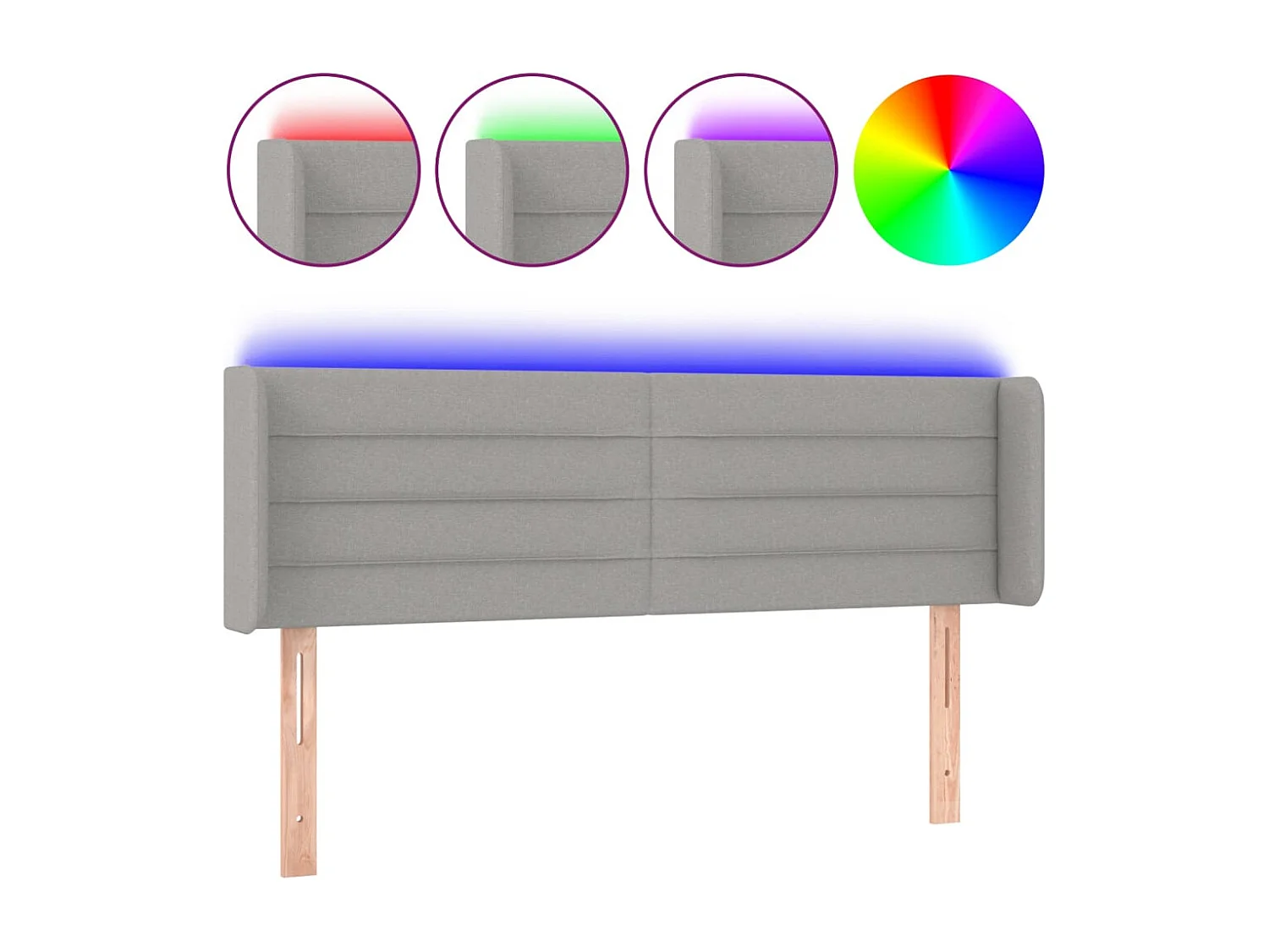 Hoofdbord | Hoofdeinde LED 147x16x78/88 cm stof lichtgrijs