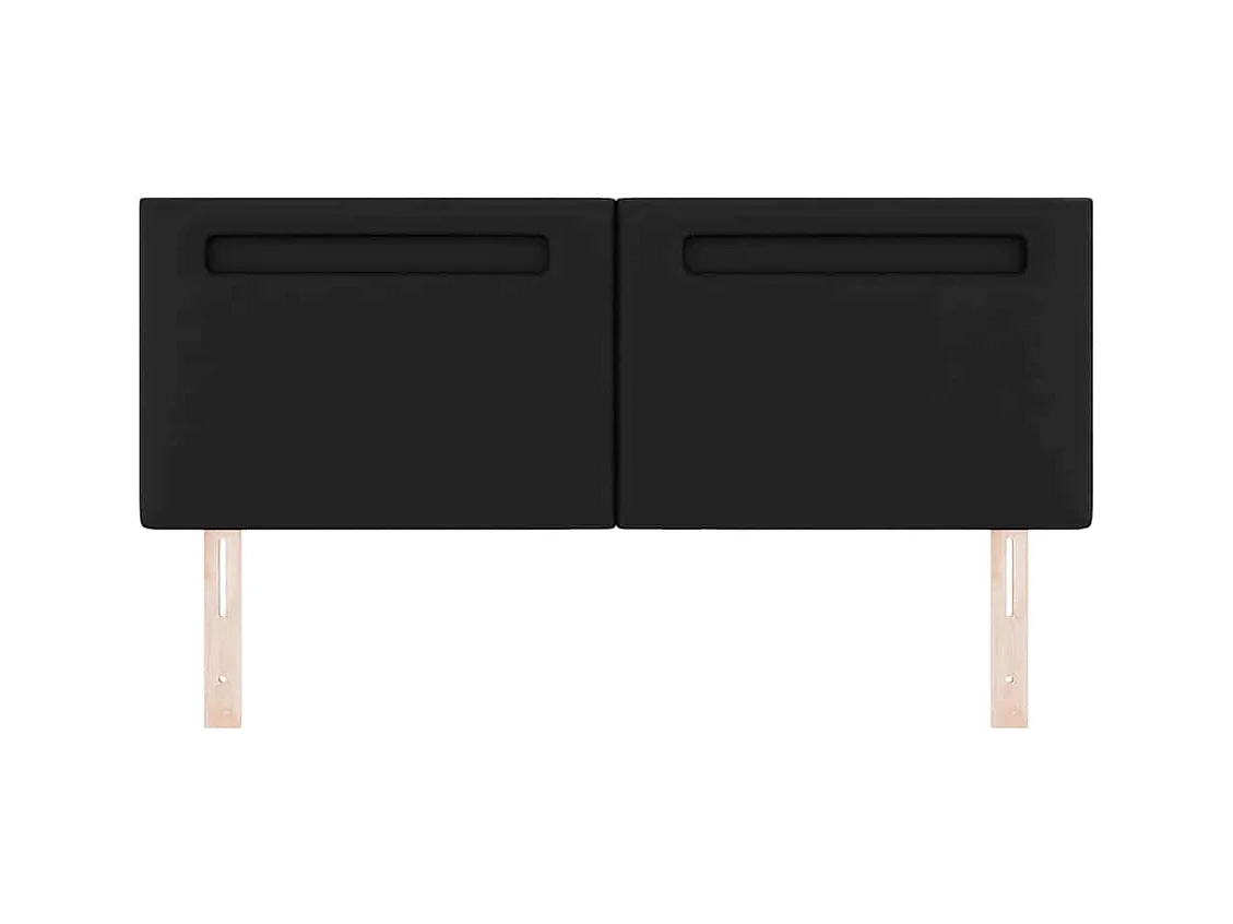 Cabecero | Cabezal de Cama | Mueble cabecero con luces de tiras LED con cabecera Negro 160 cm PVC