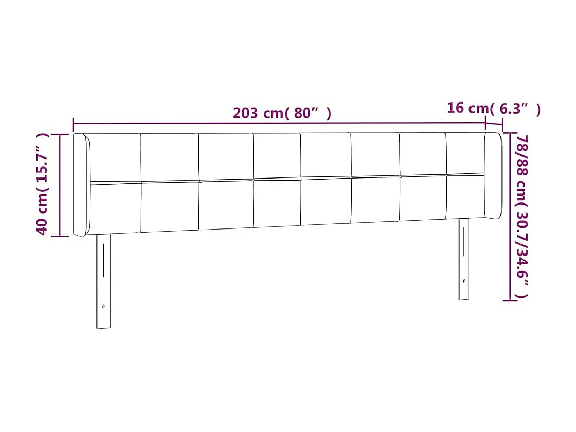 Hoofdbord | Hoofdeinde LED 203x16x78/88 cm fluweel donkergroen