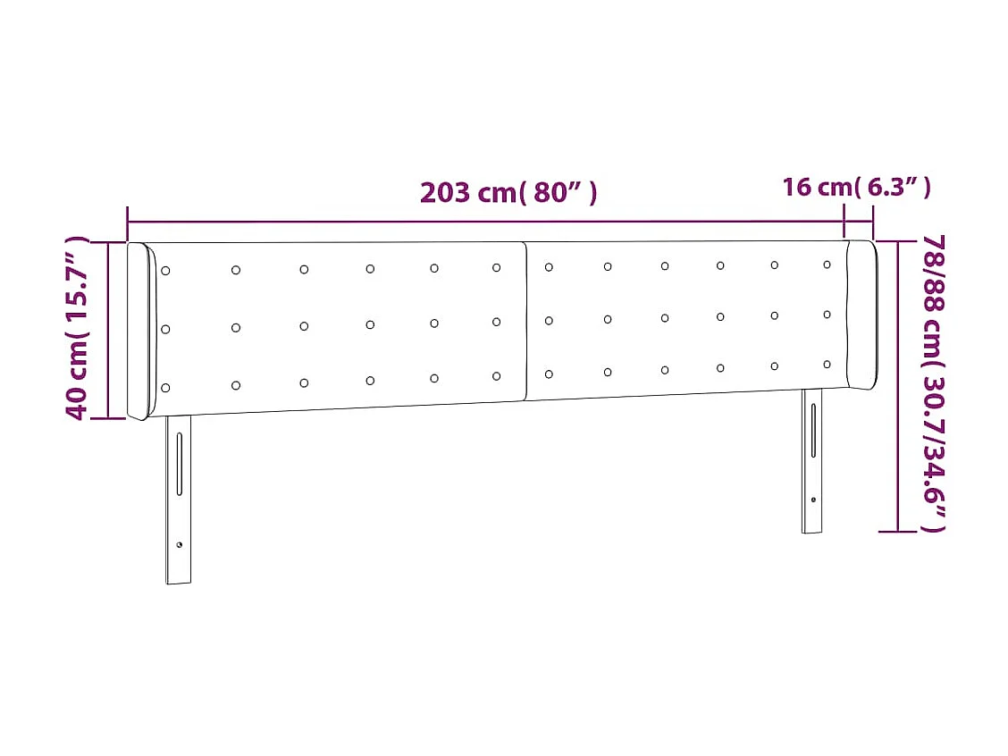 Mueble cabecero | Cabezal de cama | Cabecero de tela negro 203x16x78/88 cm