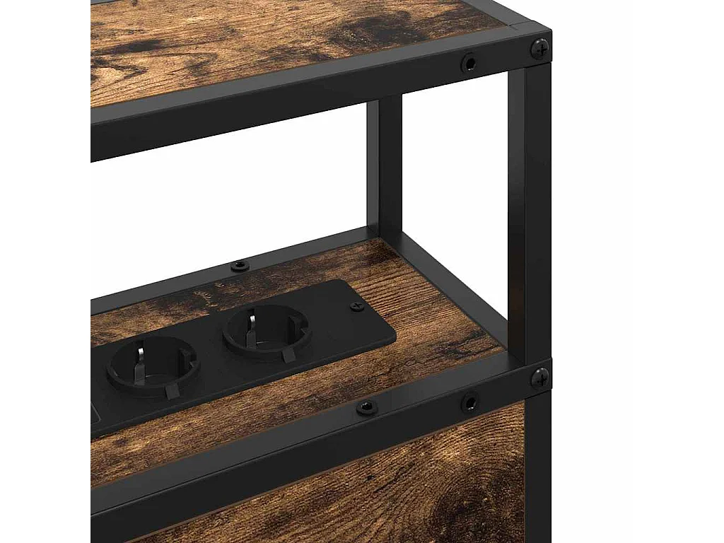 Mueble cabecero con almacenamiento | Cabecera de almacenamiento con estante Roble ahumado 90 cm