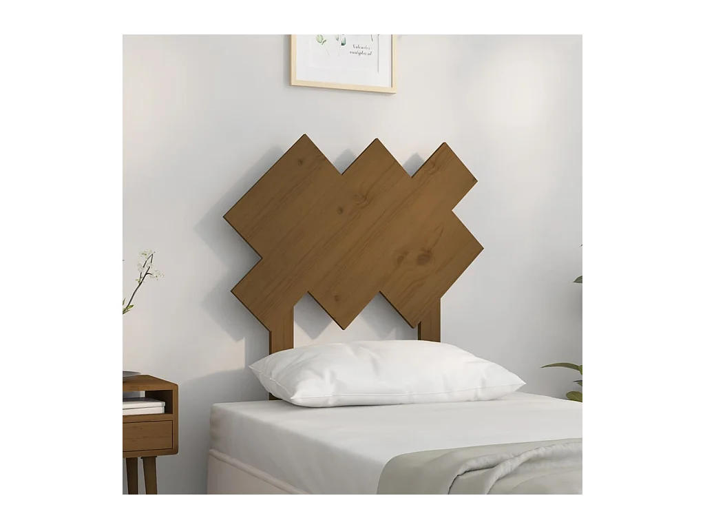 Cabecero de Cama | Cabezal de cama | Mueble de cabecero madera maciza pino marrón miel 72,5x3x81 cm