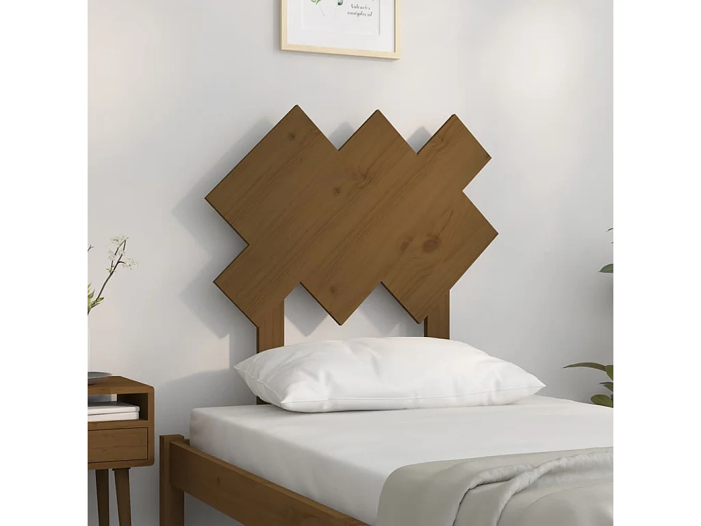 Cabecero de Cama | Cabezal de cama | Mueble de cabecero madera maciza pino marrón miel 72,5x3x81 cm