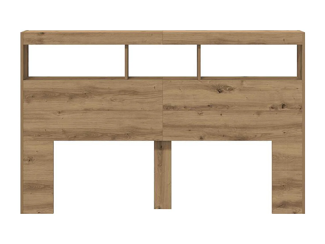 Cabecero de Cama | Cabezal de cama | Mueble de cabecero con LED roble artesanal 160x17x102 cm