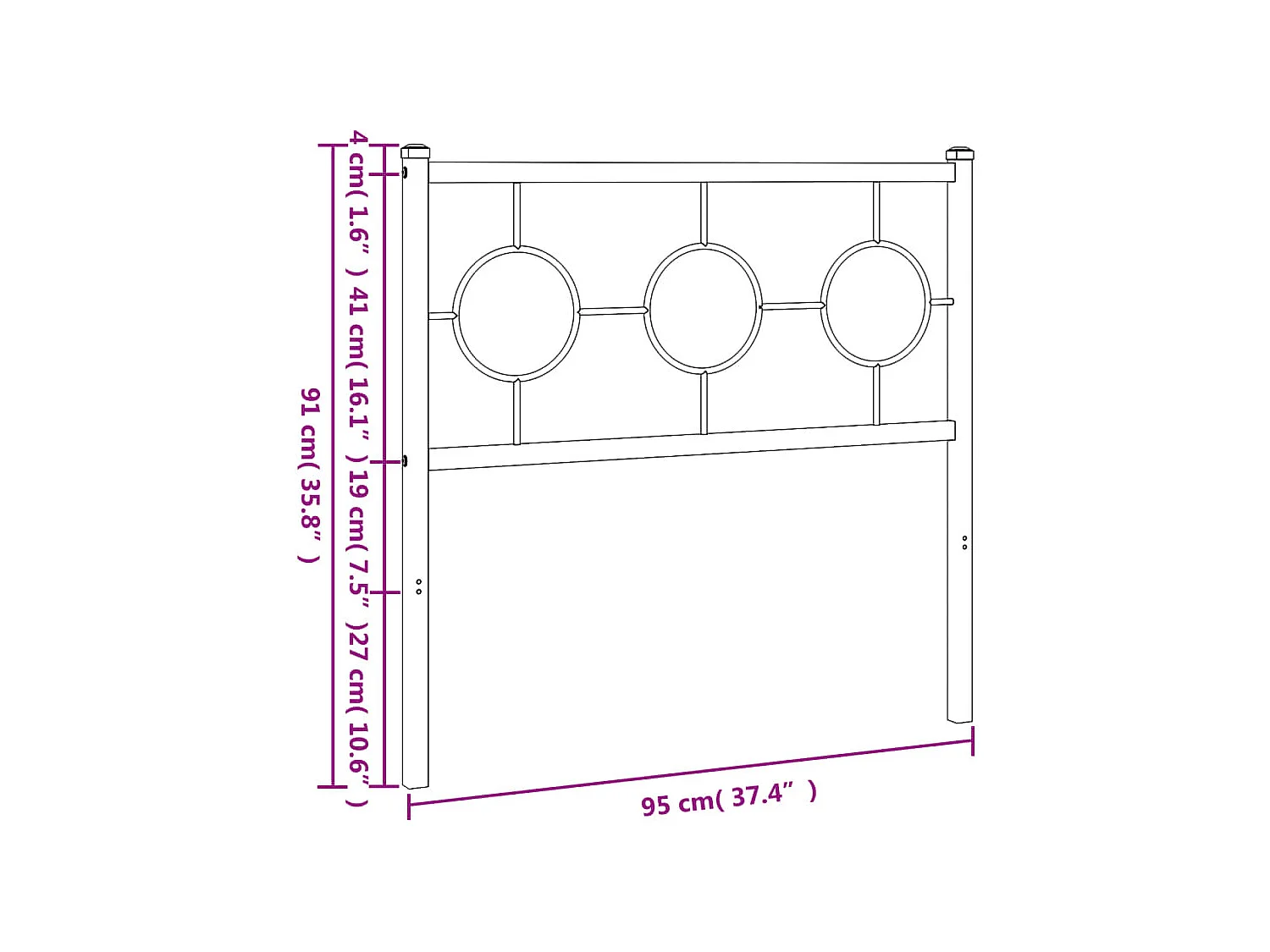 Mueble cabecero | Cabezal de cama | Cabecero de metal blanco 90 cm
