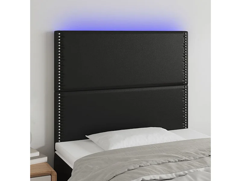 Tête de Lit | Panneau de tête pour lit Moderne à LED Noir 100x5x118/128 cm Similicuir