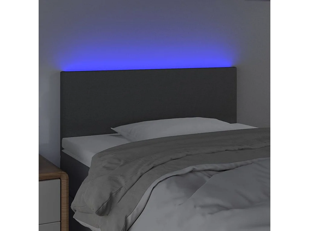 Tête de Lit | Panneau de tête pour lit Moderne à LED Gris foncé 80x5x78/88 cm Tissu