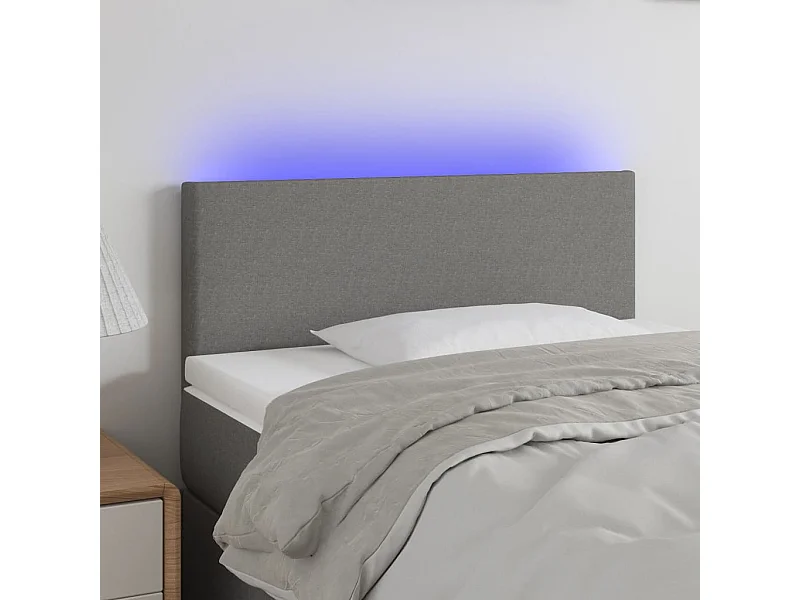 Mueble cabecero | Cabezal de cama | Cabecero con LED de tela gris oscuro 80x5x78/88 cm