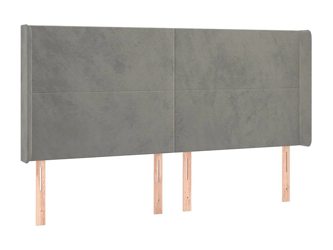 Hoofdbord | Hoofdeinde LED 163x16x118/128 cm fluweel lichtgrijs