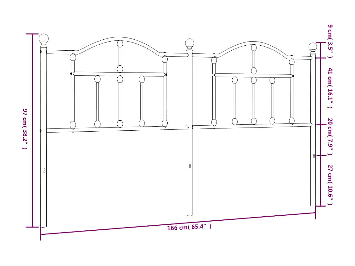 Tête de Lit | Panneau de tête pour lit Moderne métal noir 160 cm