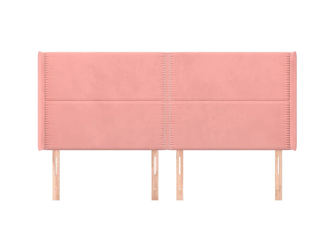 Tête de Lit | Panneau de tête pour lit Moderne avec oreilles Rose 183x16x118/128 cm Velours