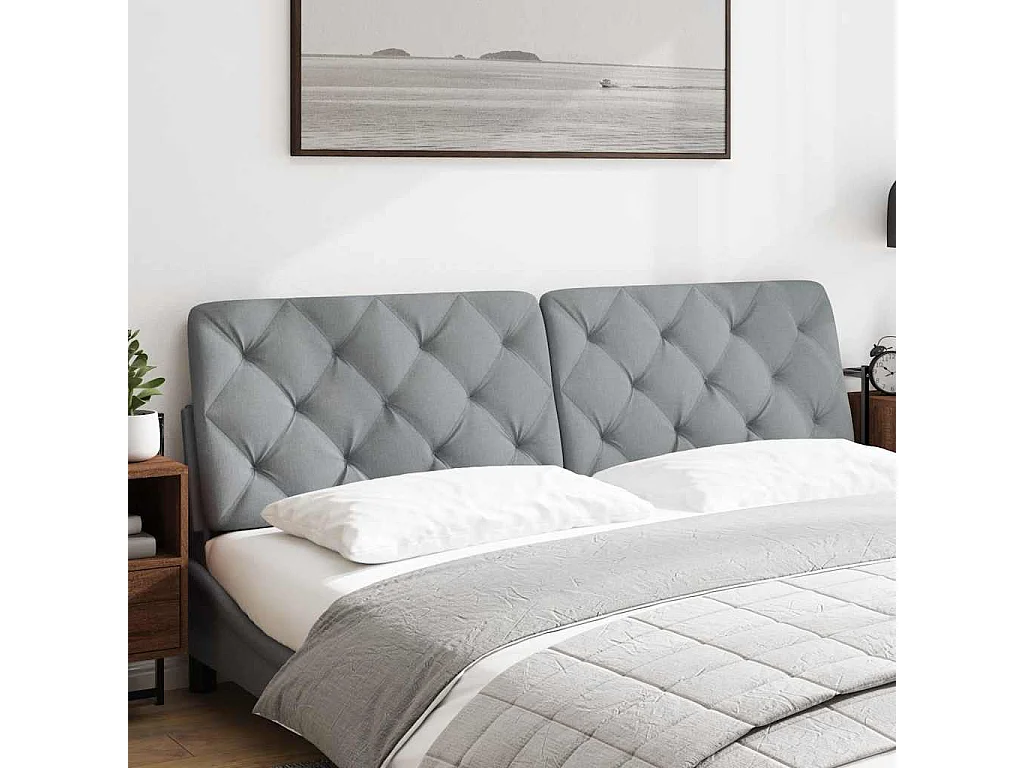 Cabecero de Cama | Cabezal de cama | Mueble de cabecero acolchado tela gris claro 180 cm