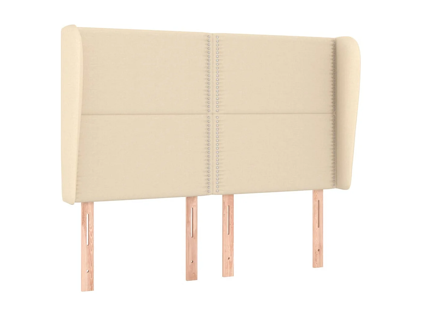 Cabecero | Cabezal de Cama | Mueble cabecero con orejas de tela color crema 147x23x118/128 cm