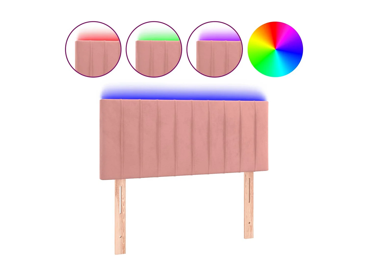 Hoofdbord | Hoofdeinde LED 80x5x78/88 cm fluweel roze