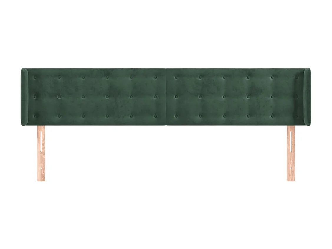 Tête de Lit | Panneau de tête pour lit Moderne avec oreilles Vert foncé 163x16x78/88 cm Velours