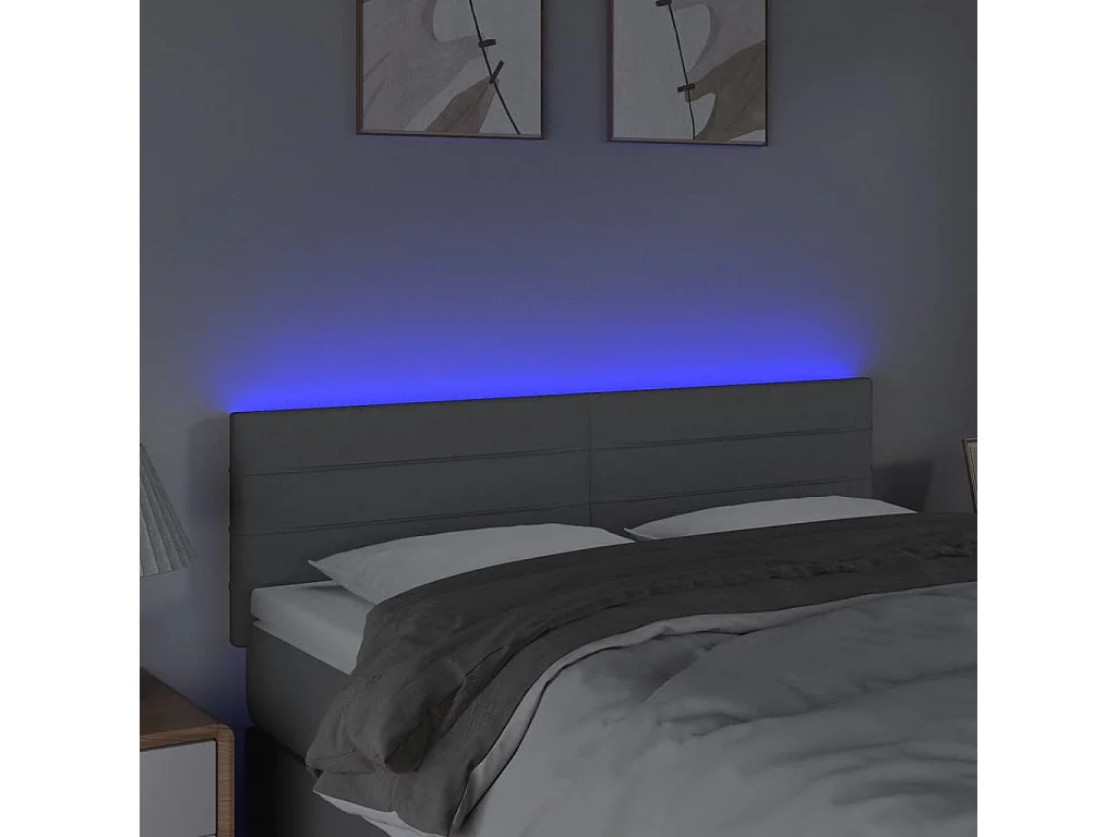 Hoofdbord | Hoofdeinde LED 144x5x78/88 cm stof lichtgrijs