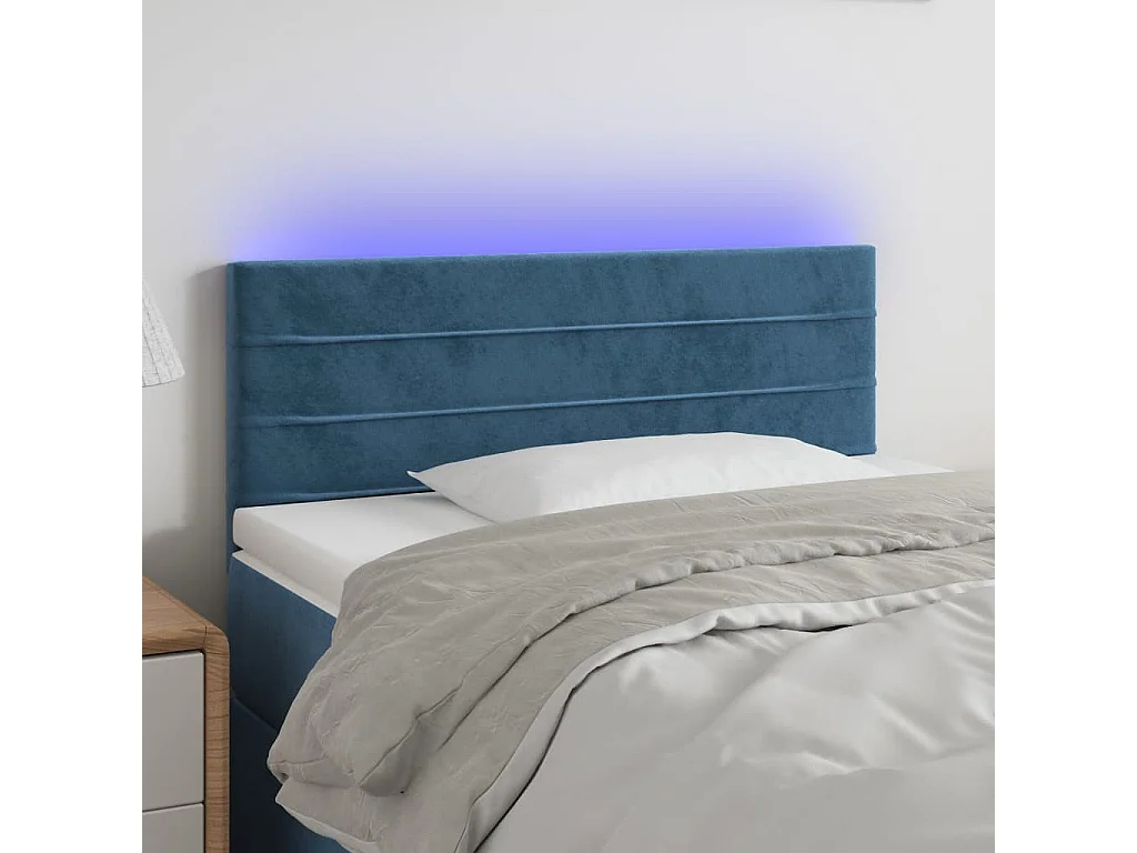 Hoofdbord | Hoofdeinde LED 90x5x78/88 cm fluweel donkerblauw